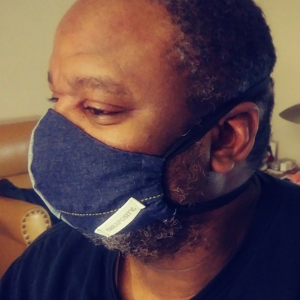 Denim face mask with filter pocket